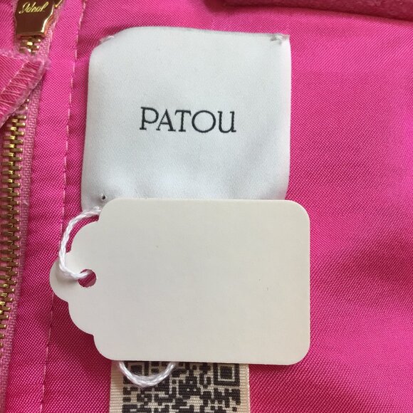 PATOU BEGONIA PINK COTTON-BLEND TWEED CORSAGE BELTED MINI DRESS - Picture 4 of 4